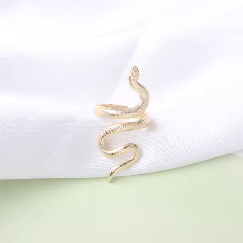 Gold Snake Ring for Women – Adjustable Vintage Open Band, Unique Personality Jewelry, Anillos Mujer Fashion Accessories