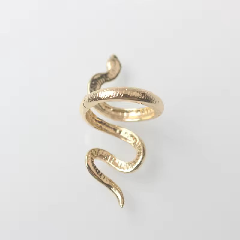 Gold Snake Ring for Women – Adjustable Vintage Open Band, Unique Personality Jewelry, Anillos Mujer Fashion Accessories